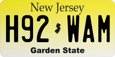NJ license plate H92WAM