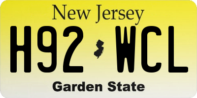 NJ license plate H92WCL