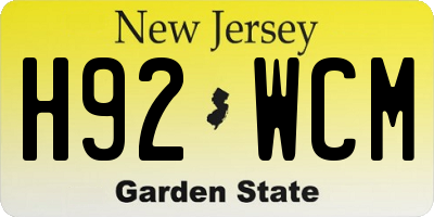 NJ license plate H92WCM