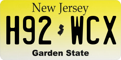 NJ license plate H92WCX