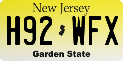 NJ license plate H92WFX