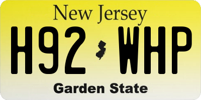 NJ license plate H92WHP