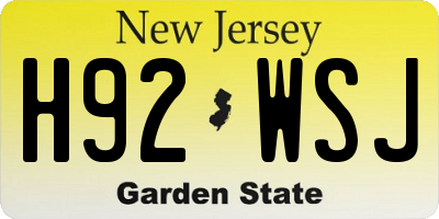 NJ license plate H92WSJ