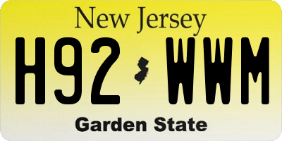 NJ license plate H92WWM