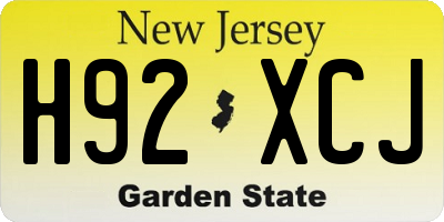 NJ license plate H92XCJ
