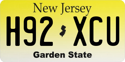 NJ license plate H92XCU