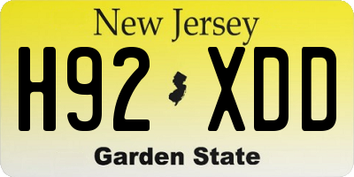 NJ license plate H92XDD
