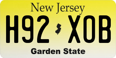 NJ license plate H92XOB