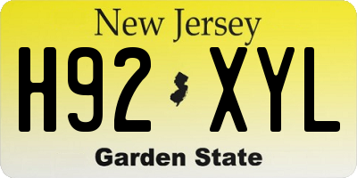 NJ license plate H92XYL