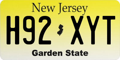 NJ license plate H92XYT