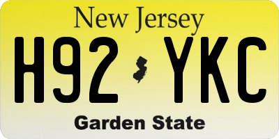 NJ license plate H92YKC