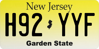 NJ license plate H92YYF
