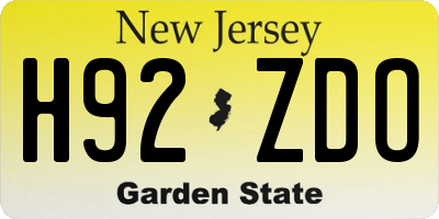 NJ license plate H92ZDO