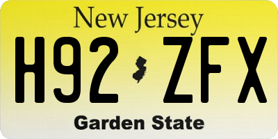 NJ license plate H92ZFX