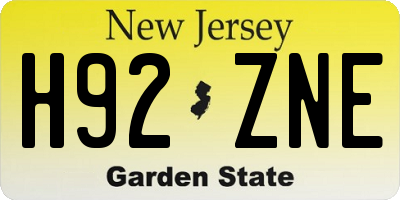 NJ license plate H92ZNE