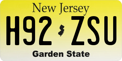 NJ license plate H92ZSU