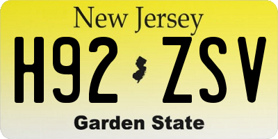 NJ license plate H92ZSV