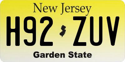 NJ license plate H92ZUV