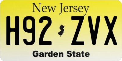 NJ license plate H92ZVX