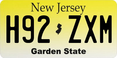 NJ license plate H92ZXM