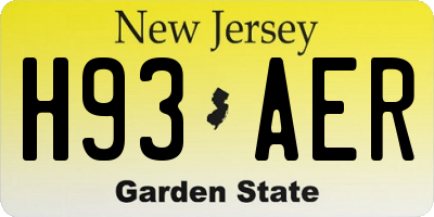 NJ license plate H93AER