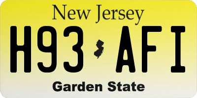NJ license plate H93AFI