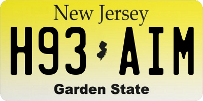NJ license plate H93AIM