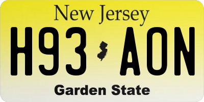NJ license plate H93AON