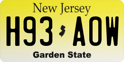 NJ license plate H93AOW