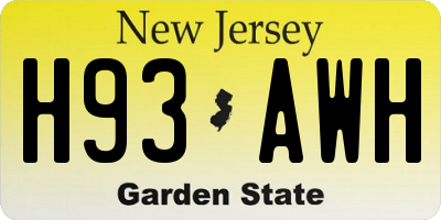 NJ license plate H93AWH