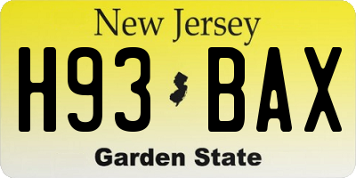 NJ license plate H93BAX