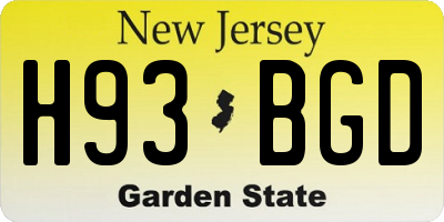 NJ license plate H93BGD
