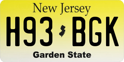 NJ license plate H93BGK