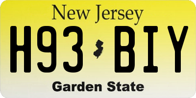 NJ license plate H93BIY