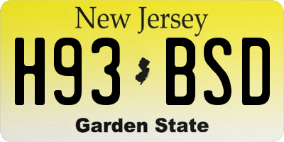 NJ license plate H93BSD