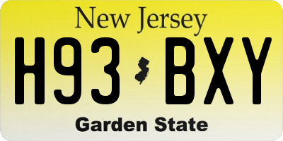 NJ license plate H93BXY