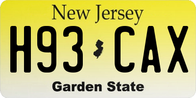 NJ license plate H93CAX