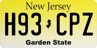 NJ license plate H93CPZ