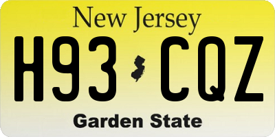 NJ license plate H93CQZ
