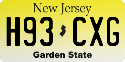 NJ license plate H93CXG