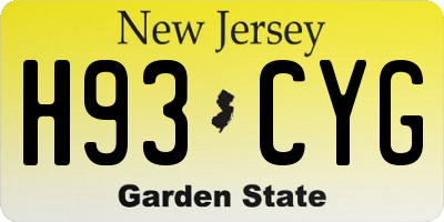 NJ license plate H93CYG