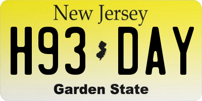 NJ license plate H93DAY
