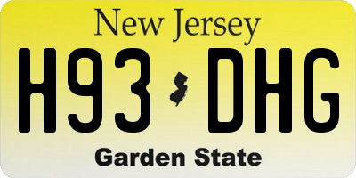 NJ license plate H93DHG