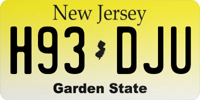 NJ license plate H93DJU