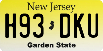 NJ license plate H93DKU