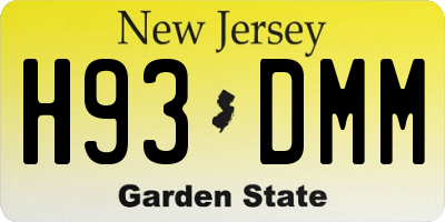 NJ license plate H93DMM