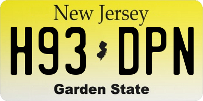 NJ license plate H93DPN