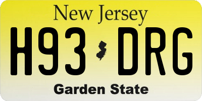 NJ license plate H93DRG
