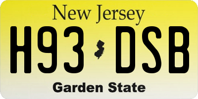 NJ license plate H93DSB