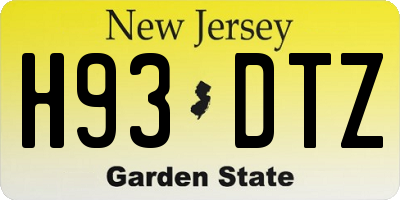 NJ license plate H93DTZ